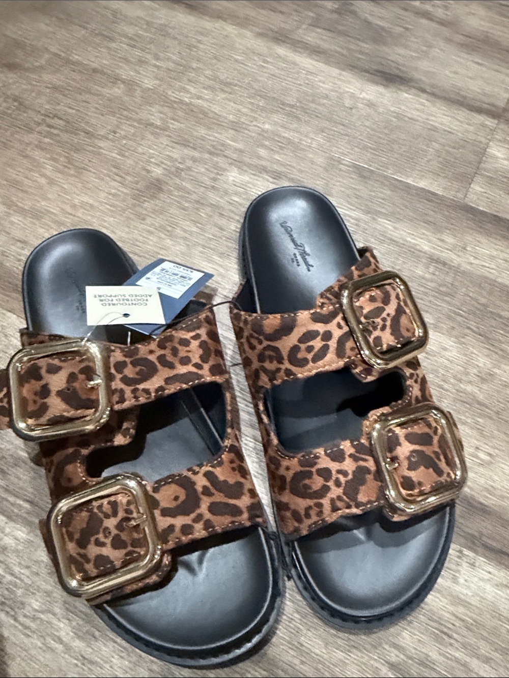 Universal Thread Leopard-Print Double Buckle Slide Mules - Brown & Black